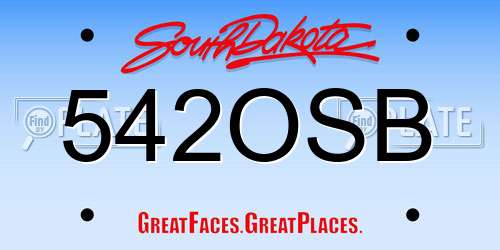 542OSB South Dakota License Plate