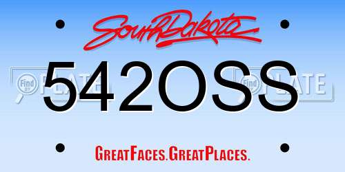 542OSS South Dakota License Plate