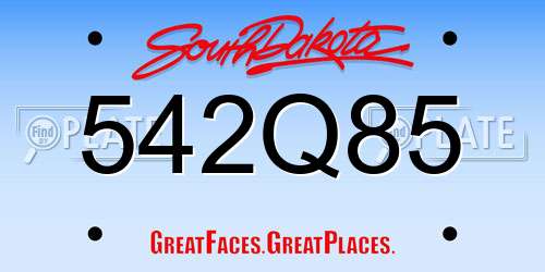 542Q85 South Dakota License Plate