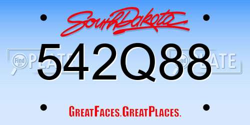542Q88 South Dakota License Plate