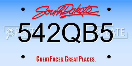 542QB5 South Dakota License Plate
