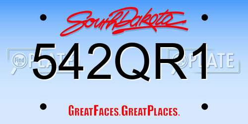 542QR1 South Dakota License Plate