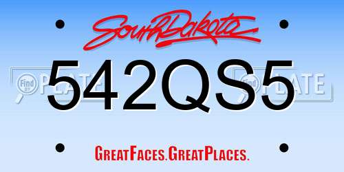 542QS5 South Dakota License Plate