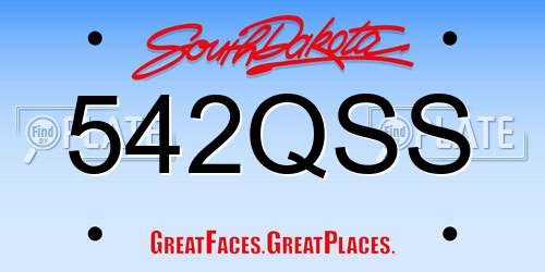 542QSS South Dakota License Plate