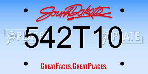 542T10 South Dakota License Plate