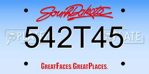 542T45 South Dakota License Plate