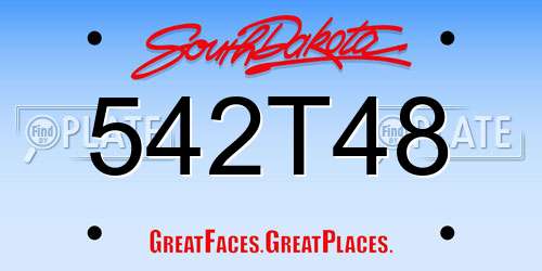 542T48 South Dakota License Plate