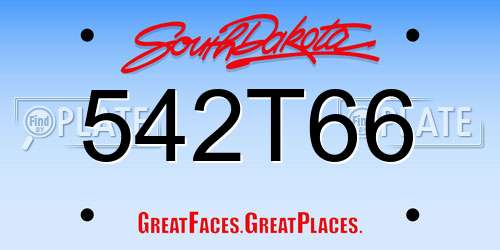 542T66 South Dakota License Plate