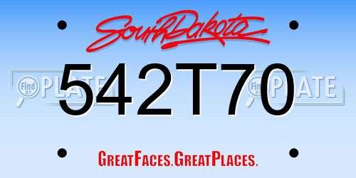 542T70 South Dakota License Plate