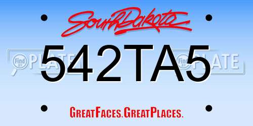 542TA5 South Dakota License Plate
