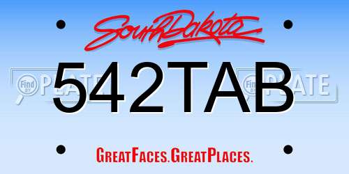 542TAB South Dakota License Plate