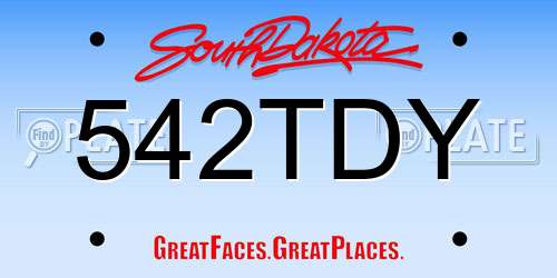 542TDY South Dakota License Plate