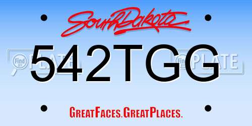 542TGG South Dakota License Plate