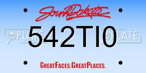 542TI0 South Dakota License Plate