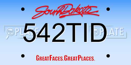 542TID South Dakota License Plate