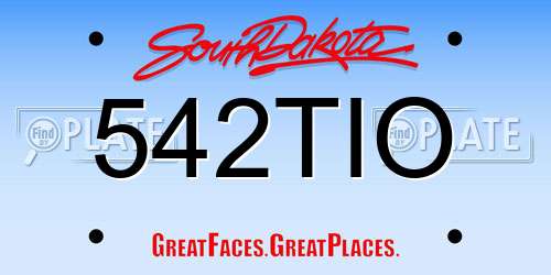 542TIO South Dakota License Plate