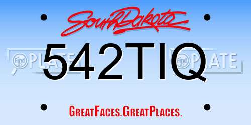 542TIQ South Dakota License Plate