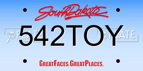 542TOY South Dakota License Plate