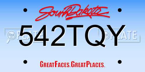 542TQY South Dakota License Plate