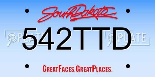 542TTD South Dakota License Plate
