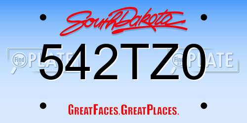 542TZ0 South Dakota License Plate