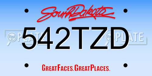542TZD South Dakota License Plate