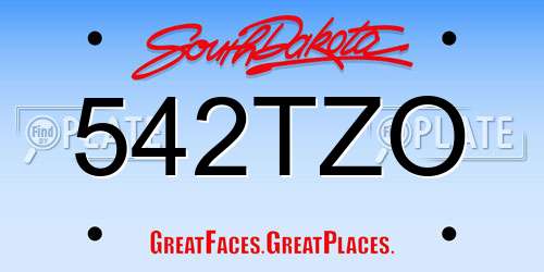 542TZO South Dakota License Plate