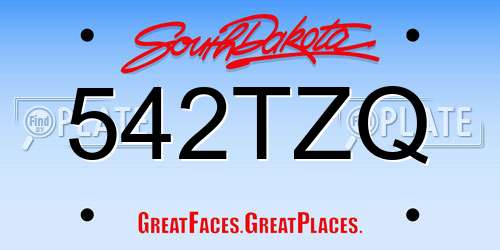 542TZQ South Dakota License Plate