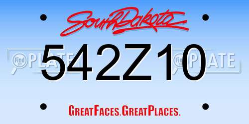 542Z10 South Dakota License Plate