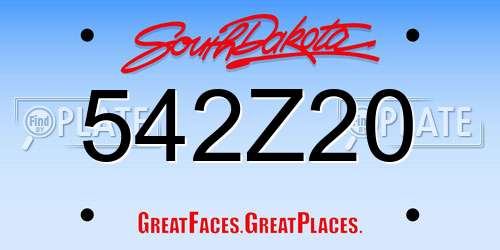 542Z20 South Dakota License Plate