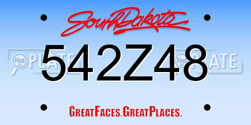 542Z48 South Dakota License Plate