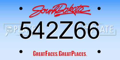 542Z66 South Dakota License Plate