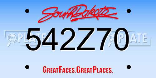 542Z70 South Dakota License Plate