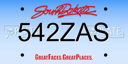 542ZAS South Dakota License Plate