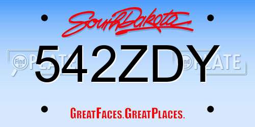 542ZDY South Dakota License Plate