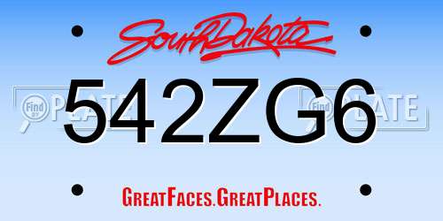 542ZG6 South Dakota License Plate