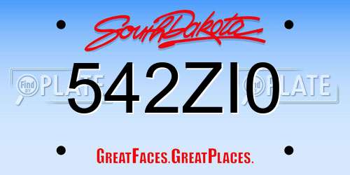 542ZI0 South Dakota License Plate