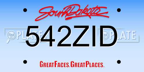 542ZID South Dakota License Plate