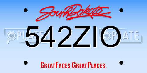 542ZIO South Dakota License Plate