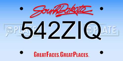 542ZIQ South Dakota License Plate