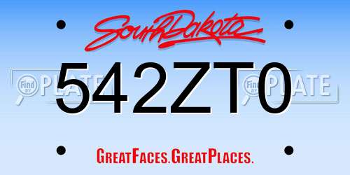 542ZT0 South Dakota License Plate