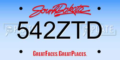 542ZTD South Dakota License Plate