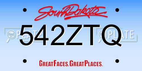 542ZTQ South Dakota License Plate