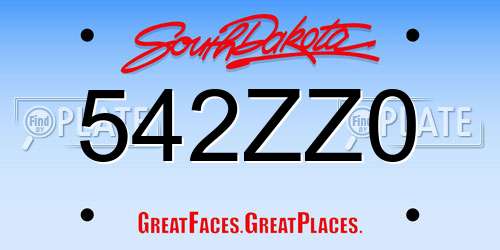 542ZZ0 South Dakota License Plate