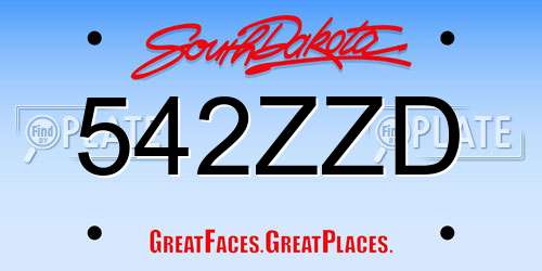 542ZZD South Dakota License Plate