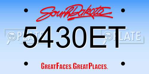 5430ET South Dakota License Plate