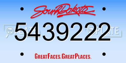 5439222 South Dakota License Plate