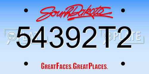 54392T2 South Dakota License Plate