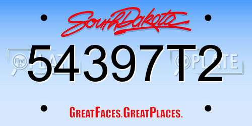 54397T2 South Dakota License Plate