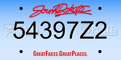 54397Z2 South Dakota License Plate